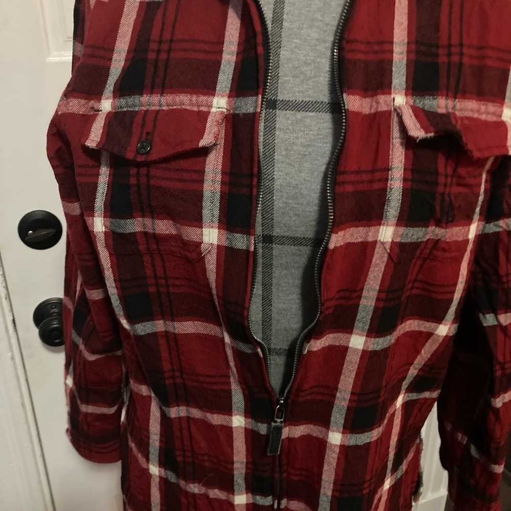 Plaid Lauren Ralph Lauren long sleeve zip up light weight shirt/jacket